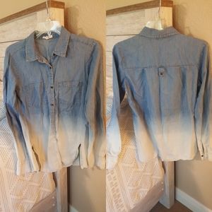 Denim Button Down Shirt Ombre Color